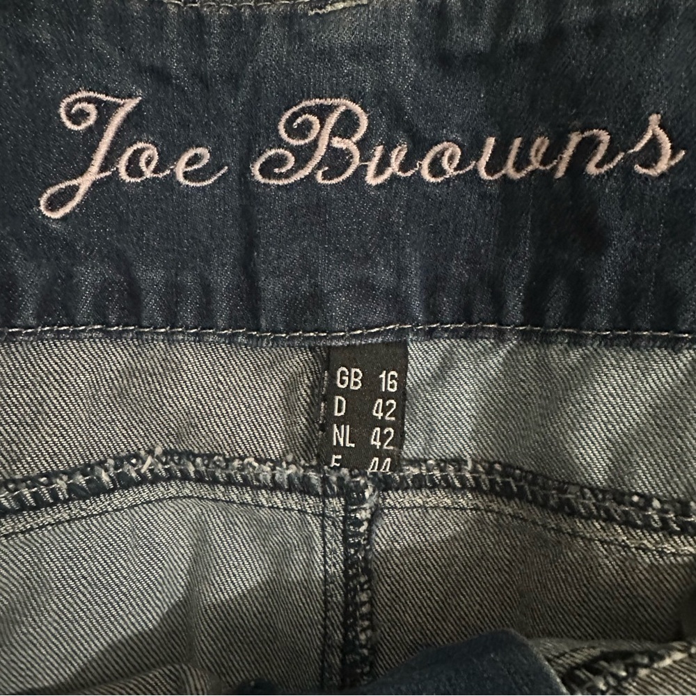 Joe Browns Multicolour Blue Patchwork Denim Skirt with Bird Embroidery Sz 12 - Picture 11 of 13